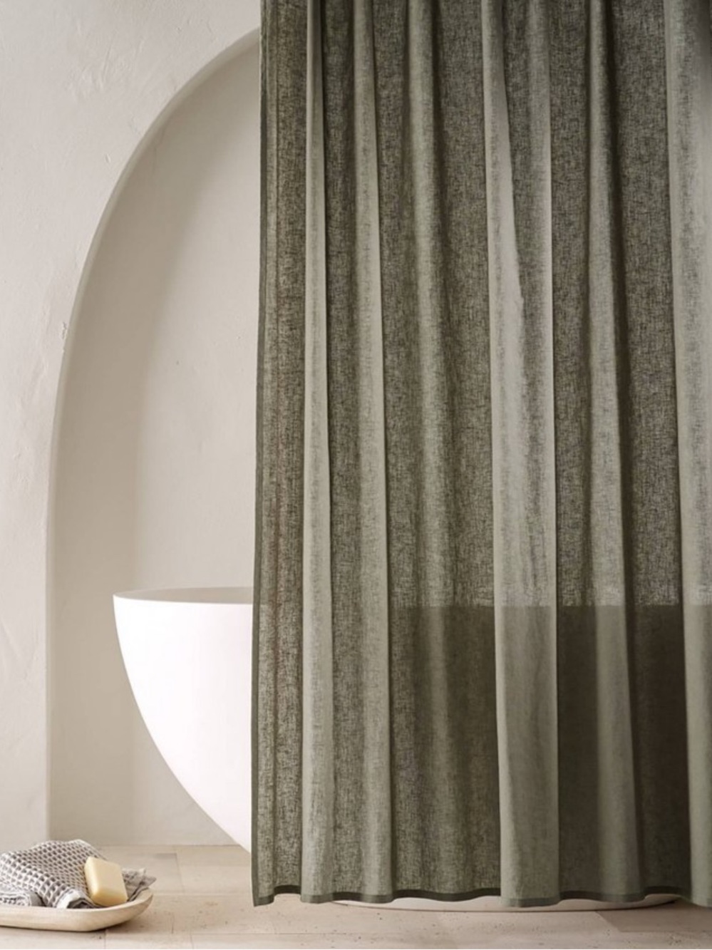 NEW Casaluna Coastal Gray Linen Shower Curtain